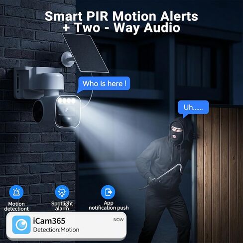 4G LTE Cellular Security Cameras, Solar Powered, No WiFi Needed, Outdoor Wireless, Built-in eSIM Card, Color Night Vision, 2K PTZ Live View, Motion Detection, 2-Way Audio in Kuwait