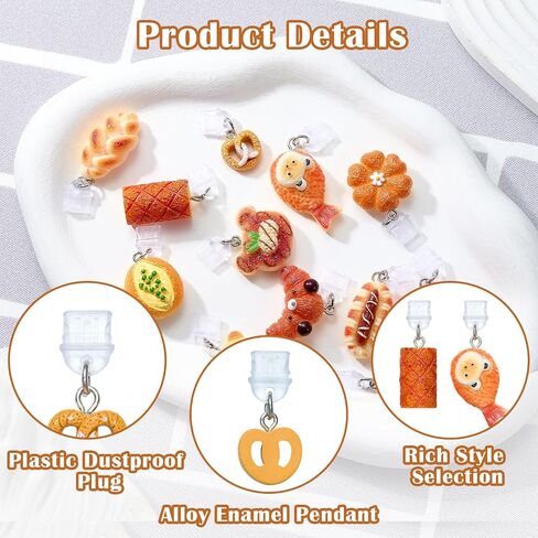USB C Dust Plug Charms Type C for Kindle, Bread, 12Pcs in Saudi Arabia