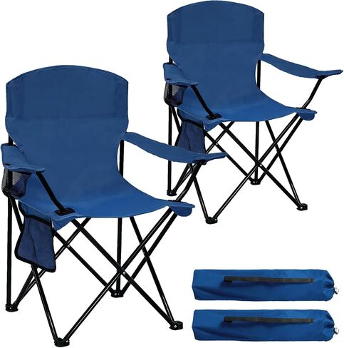 2 Pack Folding Camping Chair with Cup Holder & Side Storage Bag 300lbs Capacity Lightweight High Back Portable for Beach, Picnic, Sport, Cyan in Kuwait