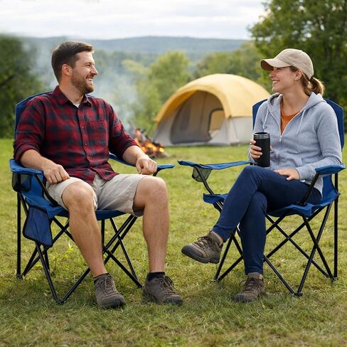 2 Pack Folding Camping Chair with Cup Holder & Side Storage Bag 300lbs Capacity Lightweight High Back Portable for Beach, Picnic, Sport, Cyan in Kuwait