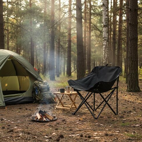 2 Pack Portable Ultralight Folding Camping Chair and 2 Pack Folding Camping Stools with Carry Bag for Outdoor Hiking Fishing Mountaineering Lawn Picnic Beach Travel(Black) in Saudi Arabia