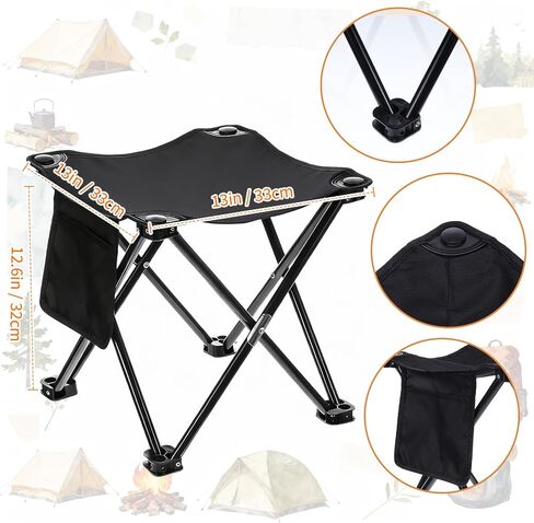 2 Pack Portable Ultralight Folding Camping Chair and 2 Pack Folding Camping Stools with Carry Bag for Outdoor Hiking Fishing Mountaineering Lawn Picnic Beach Travel(Black) in Saudi Arabia