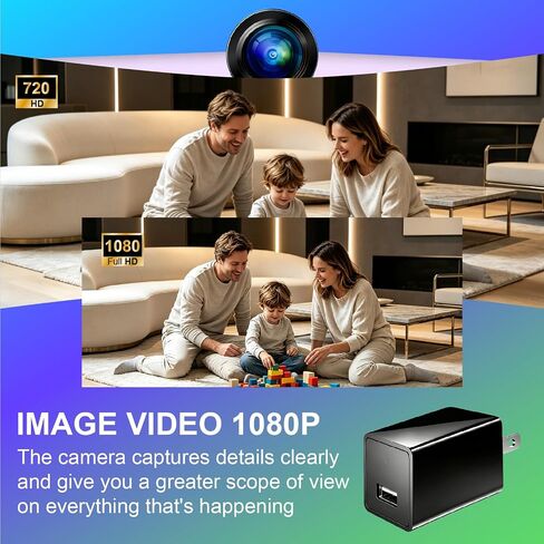 Charger Camera, Wireless Plug-in Full HD 1080P Video Small Camera, Mini Indoor Surveillance Camera with Motion Detection & Loop Recording 64GB Card for Home Security, Room, Pet, Baby in Saudi Arabia