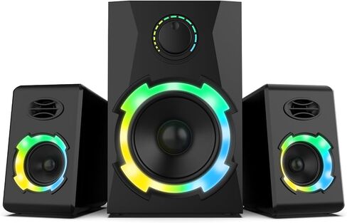 OR O R O W OROW Computer Speakers,40W PC Speakers with Subwoofer,Gaming Speakers with Bass,AC Powered,Support Bluetooth&SD&USB Play, 2.1 Multimedia Speakers System with RGB Light (Black) in Kuwait