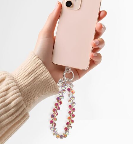 Heliltd 2PCS Crystal Beaded Phone Wrist Strap with Patch, Phone Charm Lanyard Amber Black Wristlet Anti Drop Phone Strap Cute Keychain Wristlet for Women for Daily Use Travel Gift in Kuwait