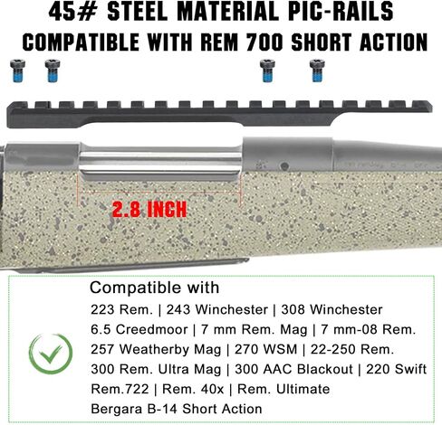 ohhunt Rail Mount 0 MOA Scope Mount Picatinny Steel with #6-48 #8-40 Screws Compatible with Remington 700 Short Action in Kuwait