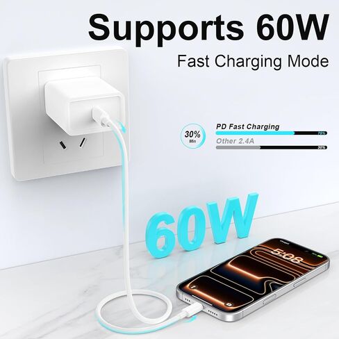 3ft USBC to USBC Cable, 2Pack 3A USB C to C Cable Fast Charging Cord Carplay Type C to Type C Cable for iPhone 17 16 15 Pro Max, MacBook, Samsung Galaxy White in Kuwait