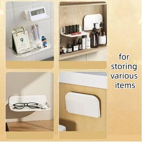 Drill-Free Wall-Mounted Projector Stand, Universal Foldable Projector Bracket, Strong Adhesive Projector Shelf, for Router, TV Cable Box, Game Console, DVD Player, Easy Setup, Easy to Move in Saudi Arabia