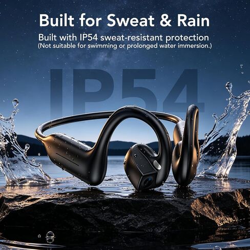 BEARTAIN E12 Bone Conduction Headphones with Camera, Hand-Free POV Camera Headphones, AI Functions, IP54 Waterproof, Bluetooth Open-Ear Wireless Sports Headset for Running Cycling with APP in Saudi Arabia
