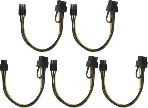 5pcs 6pin Female to 8pin Female Graphics Card Adapter Cable, 6pin+2pin Power Extension Cord for GPU, All Copper Conductor with PVC Jacket, 20cm Length for Stable Power in Saudi Arabia