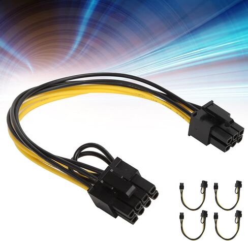 5pcs 6pin Female to 8pin Female Graphics Card Adapter Cable, 6pin+2pin Power Extension Cord for GPU, All Copper Conductor with PVC Jacket, 20cm Length for Stable Power in Saudi Arabia