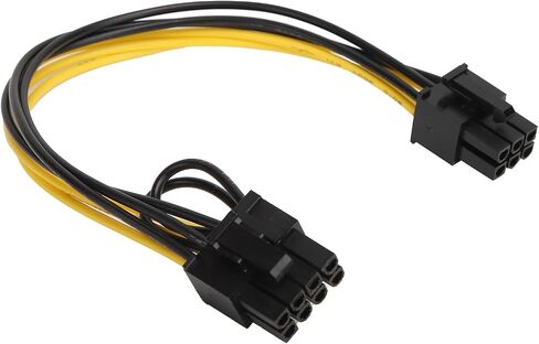 5pcs 6pin Female to 8pin Female Graphics Card Adapter Cable, 6pin+2pin Power Extension Cord for GPU, All Copper Conductor with PVC Jacket, 20cm Length for Stable Power in Saudi Arabia