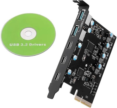 PCIe USB 3.2 Gen 2 Card 5 Port 2 USB A 3 USB C 20Gbps in Kuwait