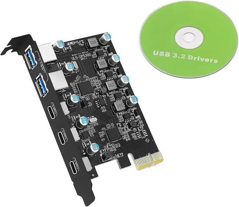 PCIe USB 3.2 Gen 2 Card 5 Port 2 USB A 3 USB C 20Gbps in Kuwait
