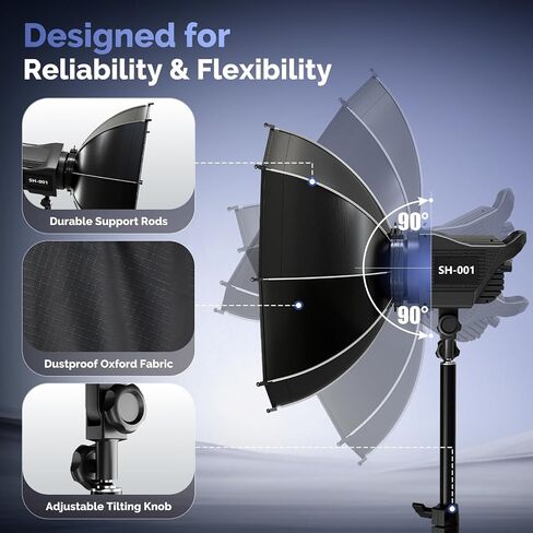ShowMaven 12" Octagonal Softbox Lighting Kit with 63" Adjustable Tripod, 90W COB LED Light 3000K-6500K, Remote Control Studio Light for Portable Photography, Video Recording, YouTube, Portrait in Saudi Arabia