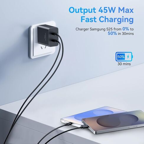 Samsung Charger Fast Charging,45W Dual USB C Samsung Android Phone Charger in Saudi Arabia