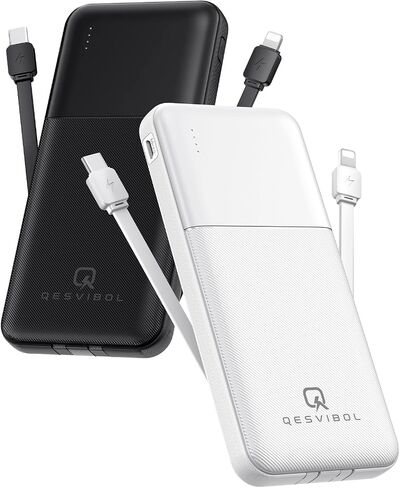 2026 2-Pack 10000mAh Portable Charger with Built in Cables,Slim Power Bank in Kuwait