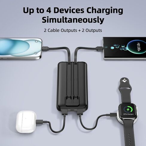 2026 2-Pack 10000mAh Portable Charger with Built in Cables,Slim Power Bank in Kuwait