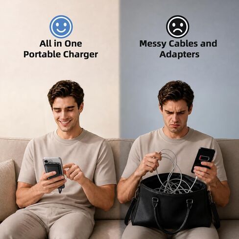 2026 2-Pack 10000mAh Portable Charger with Built in Cables,Slim Power Bank in Kuwait