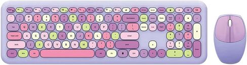 SaharaCase - Wireless Keyboard & Mouse Combo with Silent Click | Colorful Full Keyboard | USB Adapter (Purple Orchid) in Saudi Arabia