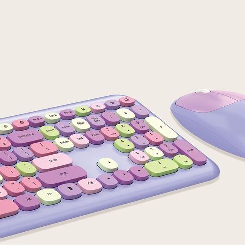 SaharaCase - Wireless Keyboard & Mouse Combo with Silent Click | Colorful Full Keyboard | USB Adapter (Purple Orchid) in Saudi Arabia