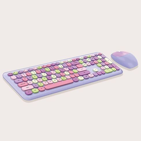 SaharaCase - Wireless Keyboard & Mouse Combo with Silent Click | Colorful Full Keyboard | USB Adapter (Purple Orchid) in Saudi Arabia