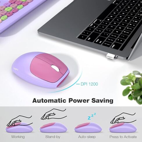 SaharaCase - Wireless Keyboard & Mouse Combo with Silent Click | Colorful Full Keyboard | USB Adapter (Purple Orchid) in Saudi Arabia