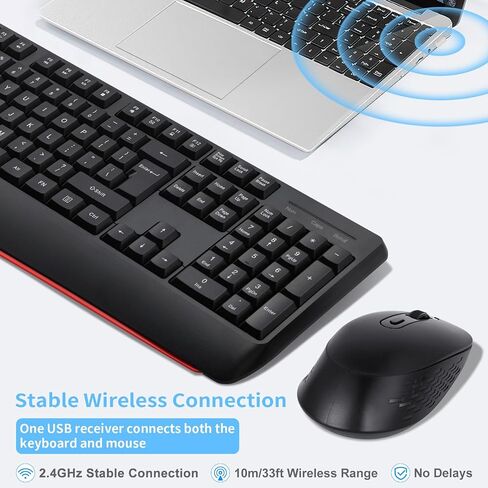 HUO JI Wireless Keyboard and Mouse Combo, with Wrist Rest and 3 Level DPI in Kuwait