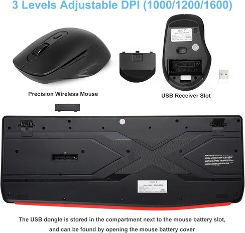 HUO JI Wireless Keyboard and Mouse Combo, with Wrist Rest and 3 Level DPI in Kuwait