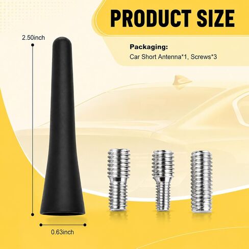 2.5" Short Car Antenna Replacement for Roof,Includes M4/M5/M6 Screws in Saudi Arabia