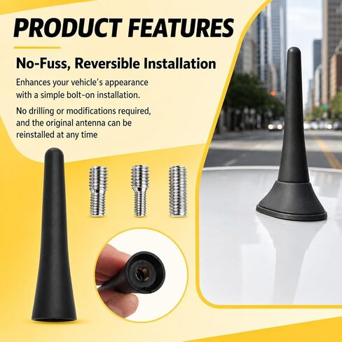 2.5" Short Car Antenna Replacement for Roof,Includes M4/M5/M6 Screws in Saudi Arabia