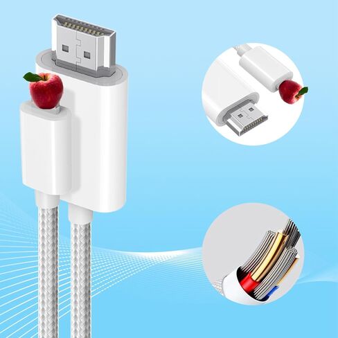 Lightning to HDTV Cable Compatible with iPhone 14 13 12 11 Pro Max, White in Saudi Arabia