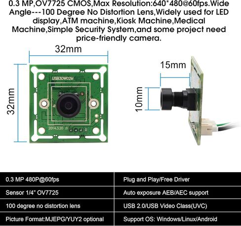 VGA USB Camera Module, High Speed 60fps Wide Angle PC Camera for Computer in Kuwait