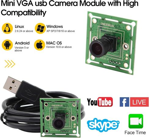 VGA USB Camera Module, High Speed 60fps Wide Angle PC Camera for Computer in Kuwait