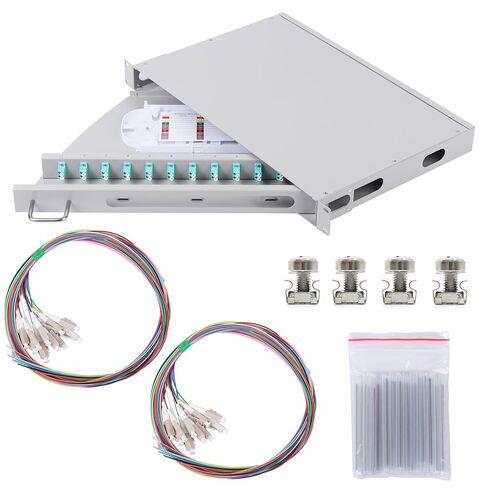 LC-SM 12 Duplex 24 Port Rack Mount Enclosure Box with Splice Tray (Rotating Type, with Fiber Pigtails and Couplers) Fits for 19" Rack Cabinet in Kuwait
