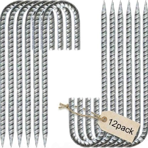 Heavy Duty Rebar Ground Anchors, 12-Pack, 12-Inch J-Hook Tent Stakes in Kuwait