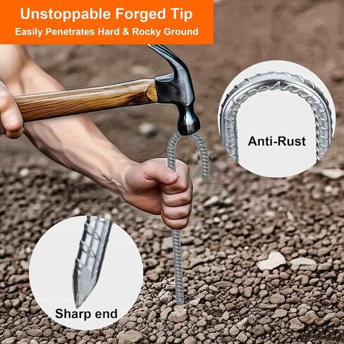 Heavy Duty Rebar Ground Anchors, 12-Pack, 12-Inch J-Hook Tent Stakes in Kuwait