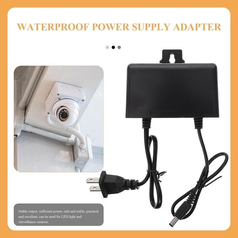 TEHAUX Waterproof DC Power Adapter 12V 2A for Outdoor Use Plastic Waterproof Power Supply US Plug for LED Strip Lights and Cameras in Kuwait