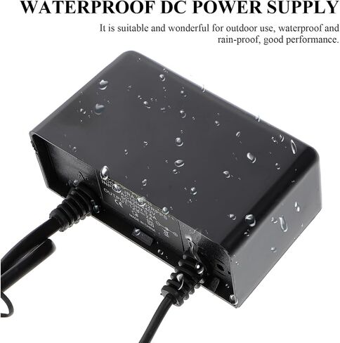 TEHAUX Waterproof DC Power Adapter 12V 2A for Outdoor Use Plastic Waterproof Power Supply US Plug for LED Strip Lights and Cameras in Kuwait