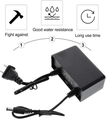 TEHAUX Waterproof DC Power Adapter 12V 2A for Outdoor Use Plastic Waterproof Power Supply US Plug for LED Strip Lights and Cameras in Kuwait
