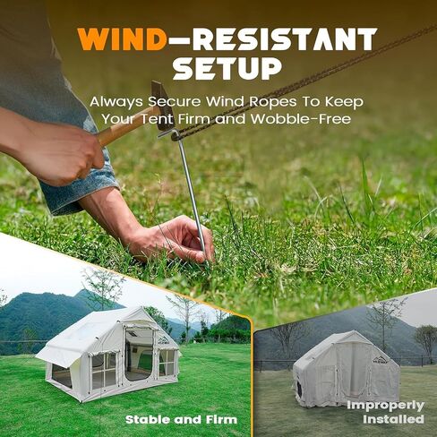 Inflatable Tent with Skylight, Blow Up Tent with Pump, Hot Tent for Camping in Kuwait