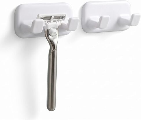 2 Pack Shower Razor Holder for Wall, Wall Mount Shower Razor Hook, White in Saudi Arabia