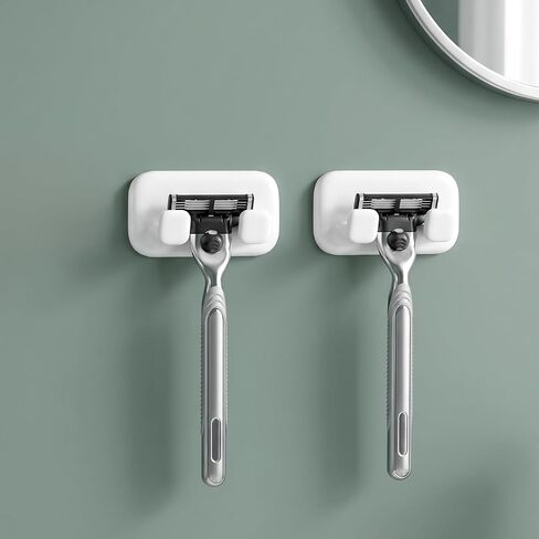 2 Pack Shower Razor Holder for Wall, Wall Mount Shower Razor Hook, White in Saudi Arabia