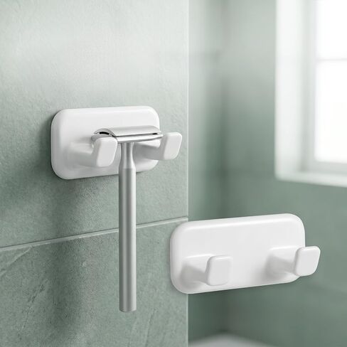 2 Pack Shower Razor Holder for Wall, Wall Mount Shower Razor Hook, White in Saudi Arabia