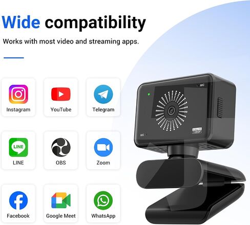 Webcam for PC, 1080P USB Web Camera with Privacy Cover & Built‑in Microphone, Plug and Play for Video Meeting Online Class Live Stream, Compatible with Mac Windows Laptops in Saudi Arabia