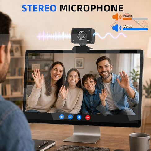 Webcam for PC, 1080P USB Web Camera with Privacy Cover & Built‑in Microphone, Plug and Play for Video Meeting Online Class Live Stream, Compatible with Mac Windows Laptops in Saudi Arabia