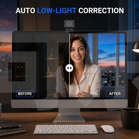 Webcam for PC, 1080P USB Web Camera with Privacy Cover & Built‑in Microphone, Plug and Play for Video Meeting Online Class Live Stream, Compatible with Mac Windows Laptops in Saudi Arabia