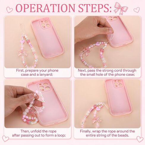 2 Pcs Phone Charm Keychain Wristlet, Beaded Pearl Camera Wrist Strap, Butterfly Bow Phone Keychains Camera Charm Strap, Wrist Keychain Bracelet Lanyard Purse Bag Charms for Women Aesthetic in Saudi Arabia