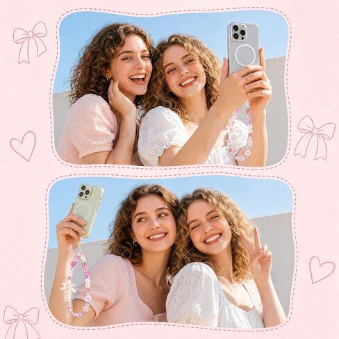 2 Pcs Phone Charm Keychain Wristlet, Beaded Pearl Camera Wrist Strap, Butterfly Bow Phone Keychains Camera Charm Strap, Wrist Keychain Bracelet Lanyard Purse Bag Charms for Women Aesthetic in Saudi Arabia