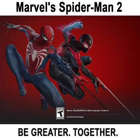 MARVEL’S SPIDER-MAN 2 compatible with PlayStation 5 (PS5) Standard Edition (US Version), with PremGear ThumbSticks (2 pack: 1 High-Rise, 1 Mid-Rise) & Cleaning Cloth in Saudi Arabia